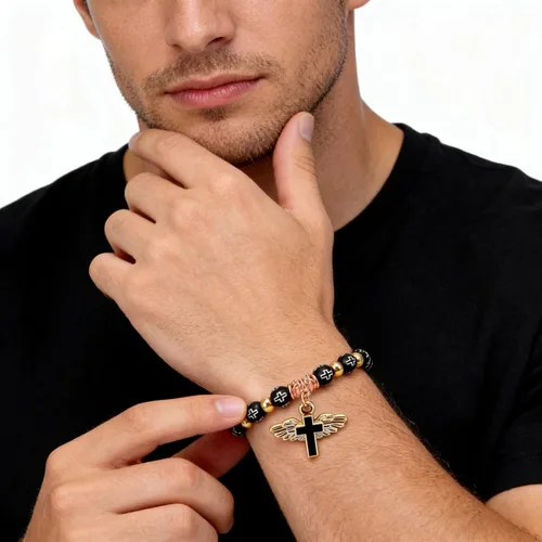 Vista 4 de Juego de 6 pulseras de regalo de ángel de resina, pulseras católicas para hombres y mujeres, primera comunión, Navidad, Pascua, bautismo y día