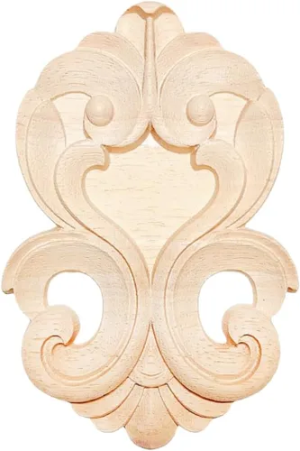Vista 24 de Apliques de madera tallada en madera tallada calcomanía sin pintar muebles cama puerta gabinete decoración (01,12x9cm/4.72x3.54inch)