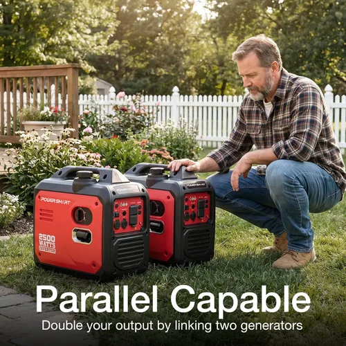 Vista 6 de PowerSmart Generador inversor portátil de 2500 vatios para acampar Rojo