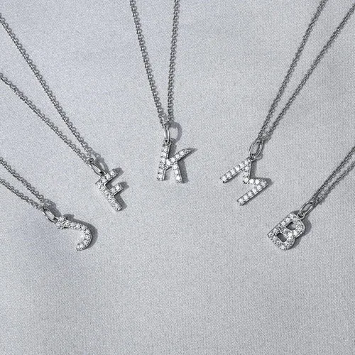 Vista 4 de Tienda Collection Platinum Plated Sterling Silver Infinite Elements Cubic Zirconia Initial Pendant Necklace