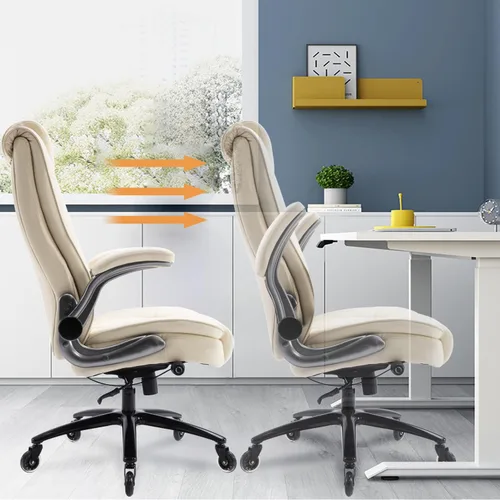 Vista 2 de Silla de oficina con respaldo alto, silla de escritorio ergonómica para Beige