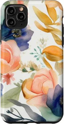 Vista 4 de iPhone 12 mini lindo pastel floral acuarela rosa azul mujeres patrón flor caso