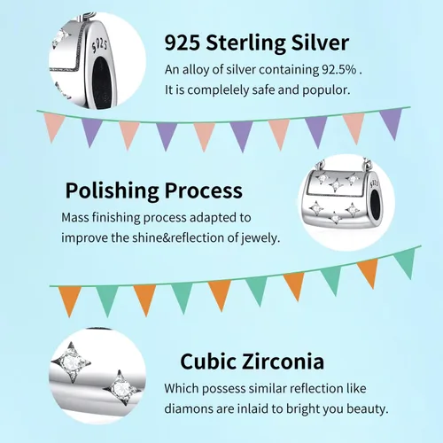 Vista 6 de Jokmeo 925 Sterling Silver Charms Beads Charms for Bracelet Necklace, Dangle Pendant Bead Jewelry Gift for Women Girls