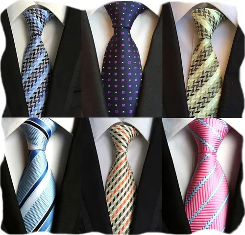 Vista 87 de WeiShang Lote de 6 corbatas clásicas de seda para hombre, corbatas tejidas jacquard