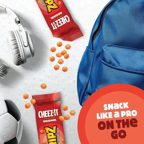 Vista 5 de Cheez-It Gripz, pequeñas galletas de queso horneadas, originales, ideales para llevar sobre la marcha, caja de 10.8 onzas (12 bolsas)