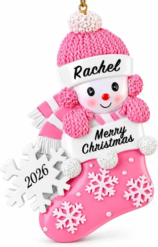 Vista 24 de Bemaystar 2025 Adornos Personalizados de Primer Navidad del Bebé - Adornos de Navidad de Resina Hechos a Mano con Nombre y Año - Adornos de Navidad