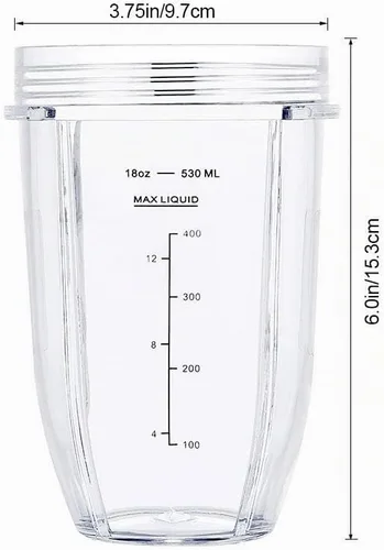 Vista 3 de Vasos de repuesto para licuadora Ninja, vaso de 18 onzas con 2 tapas de sellado para sorbos y 2 juntas de goma, compatibles con licuadoras Nutri