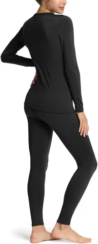 Vista 2 de TSLA Conjunto de ropa interior térmica para mujer, vellón suave, pantalones largos, primera capa cálida para invierno, parte superior e inferior