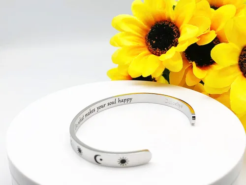 Vista 226 de Pulseras inspiradoras para mujer, joyería de acero inoxidable, con refranes, pulsera motivacional con mensaje oculto, pulseras grabadas para mejor