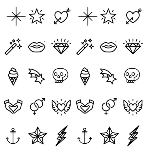Vista 7 de Más de 50 hojas de tatuajes temporales pequeños geométricos pequeños para niños y adultos, pequeño símbolo de póquer, corazón estrella, tatuajes