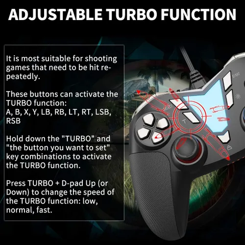 Vista 4 de IFYOO One Pro - Controlador de juegos de vapor para PC, mando de videojuegos USB con cable compatible con computadoraportátil (Windows 1087XP)
