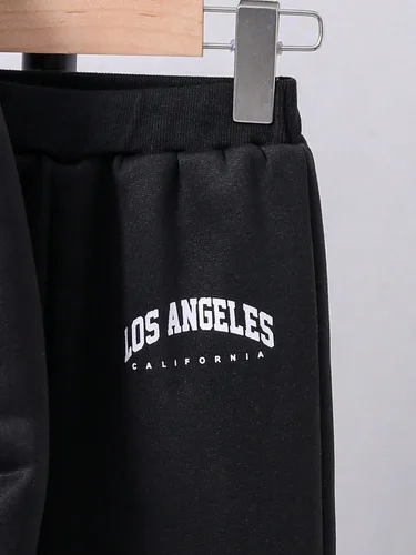 Vista 7 de Floerns Conjunto de sudadera con capucha y pantalones deportivos de dos piezas para niño