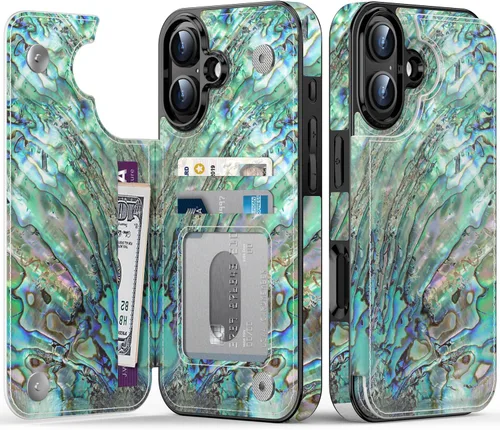 Vista 303 de LETO para iPhone 15 Pro Funda tipo cartera - Tapa tipo folio con patada - Diseños de moda - Tarjetero - Funda protectora para mujeres y niñas - 6.1