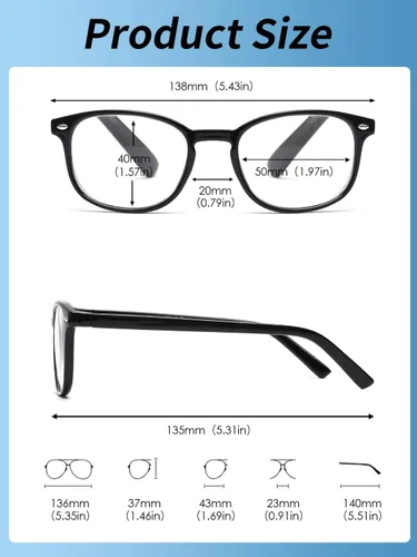 Vista 8 de JM Juego de 4 lentes de lectura con bisagra de resorte de calidad, para hombres y mujeres, Paquete de 4 (negro, azul marino, tortuga, tortuga gris)