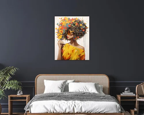 Vista 193 de Arte de pared afroamericano, decoración de rey y reina bailarín negro para sala de estar, arte de pareja de amor negro para dormitorio, lienzo