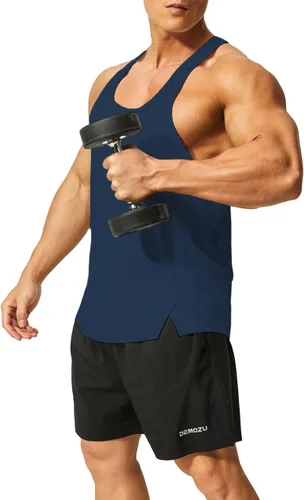 Vista 2 de DEMOZU Camiseta sin mangas para hombre con espalda en Y para culturismo, entrenamiento muscular, atletismo, correr, gimnasio