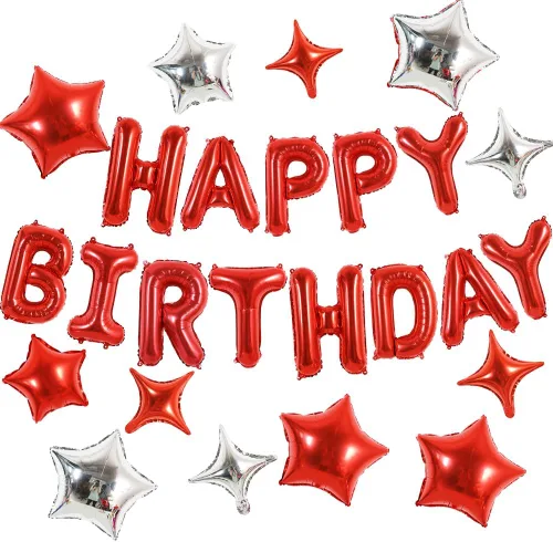 Vista 35 de TONIFUL Pancarta de Globos Negros de Feliz Cumpleaños de 16 Pulgadas con Letras de Papel de Aluminio Mylar, Cartel Banderín Reutilizable