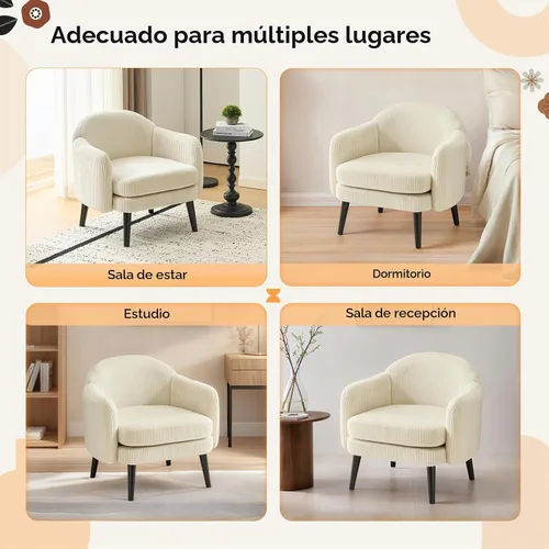 Vista 7 de VINGLI Sillón de Acento Moderno Tipo Barril de 30.3" de Ancho con Reposabrazos Track, Patas de Madera Sólida, Cómoda Silla Club Tapizada, Sofá