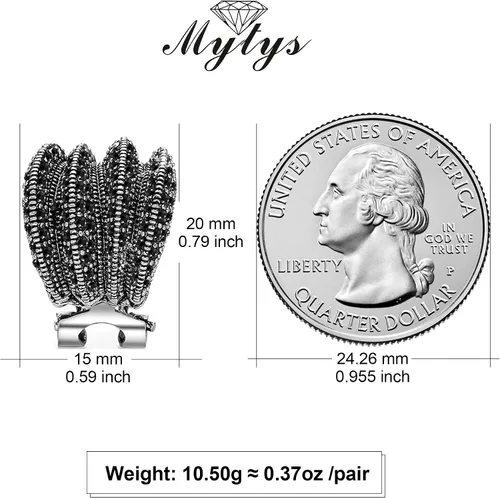 Vista 4 de Aretes de dos tonos para mujer, oro y plata, oro rosa, cruzados, mitad aro, diseño de tachuelas