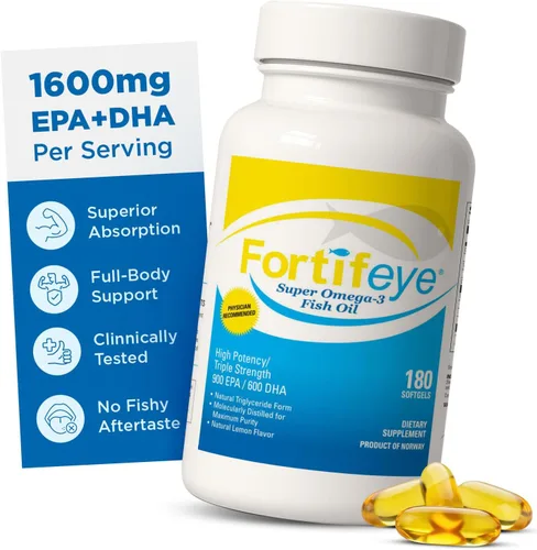 Vista 10 de Fortifeye Super Omega-3 Aceite de pescado – 60 unidades – 1600 mg EPA + DHA – Triple fuerza ultra puro rTG Omega-3 concentrado y purificado por