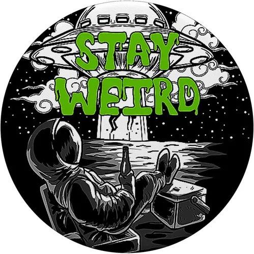 Vista 3 de Stay Weird Astronauta OVNI Galaxy Extraterrestre Space Lover PopSockets intercambiables PopGrip