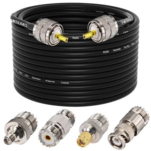 Vista 27 de Cable de puente PL259 de 1 pie - Cable coaxial RG58 de 15 pulgadas corto 50 ohmios coaxial para medidor SWR radio de radioaficionado radio CB