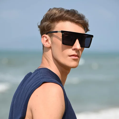 Vista 8 de Dollger Square Oversized Sunglasses for Women Men Trendy Flat Top Big Black Shades UV400 Sunnies