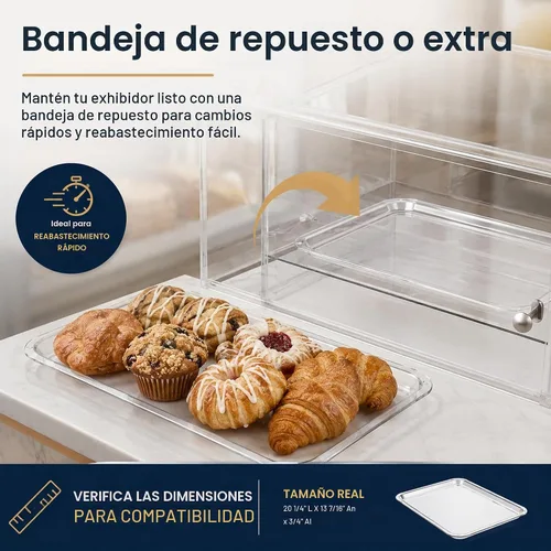 Vista 9 de YBSVO - Bandejas de exhibición de acrílico transparente para panadería, 20