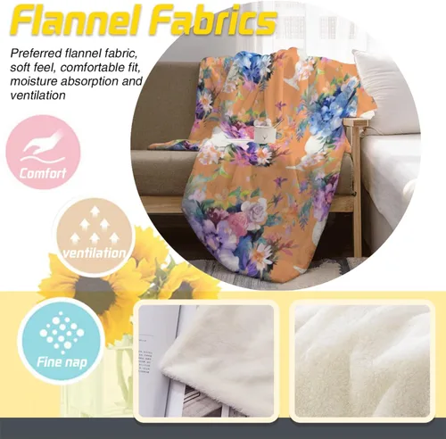Vista 7 de Manta de franela de ramo floral de terracota y acuarela de 10.58 oz/m² - 60 x 80 pulgadas, ultra suave, cálida y acogedora manta de forro polar