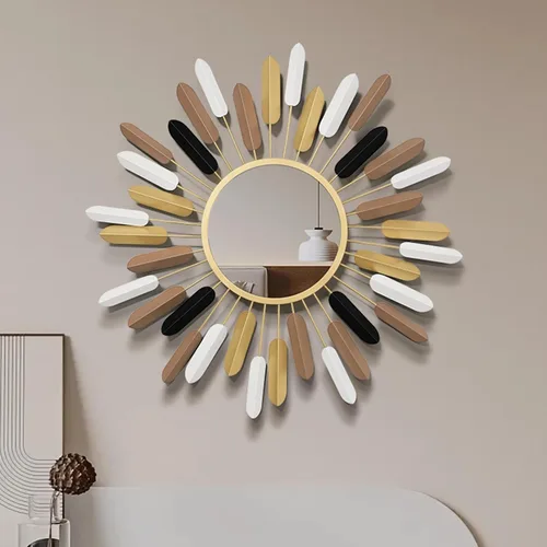 Vista 13 de Espejo de pared Boho de 61 cm con diseño de flores, espejos rústicos de lujo para decoración de granja para sala de estar, baño, dormitorio y entrada