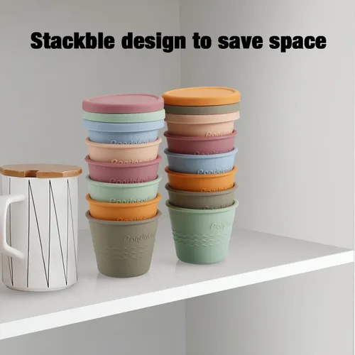 Vista 6 de PandaEar - Paquete de 12 recipientes de silicona para almacenamiento de alimentos para bebés, 4 onzas Reusable Snack Containers Freezer Storage