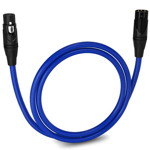Vista 155 de LyxPro Cable de micrófono XLR hembra a macho de ángulo recto de 3 pines de 1.5 pies para altavoces amplificados, interfaz de audio, rendimiento