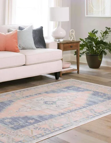 Vista 3 de Unique Loom Whitney Collection - Alfombra rectangular de 2 pies 2 pulgadas x 3 pies 1 pulgadas, color azul francés/beige)