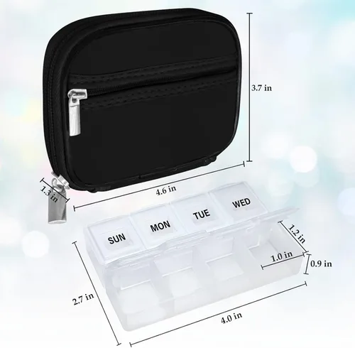 Vista 2 de Serfeymi Pastillero semanal para viaje, pastillero para bolso con pastillero extraíble de 7 días, organizador de medicamentos de viaje, contenedor