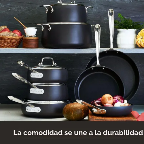 Vista 3 de All-Clad HA1 - Sartén anodizada dura antiadherente para uso diario con tapa y asas, 12 pulgadas, inducción, apta para horno y parrilla 500F, tapa
