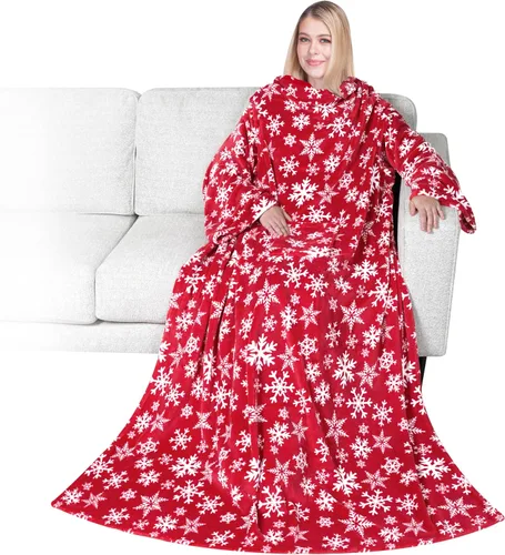 Vista 27 de PAVILIA Wearable Blanket with Sleeves for Adult Women Men, Cozy Fleece Warm Wrap Throw with Arms, Gifts for Christmas, Wife