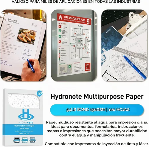 Vista 6 de TerraSlate Papel impermeable Hydronote - Papel de copia multiusos de 54 libras de 8.5 x 11 pulgadas, 100 hojas, impresora de inyección de tinta