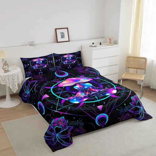 Vista 64 de Juego de ropa de cama Happy Camping de Homewish, tamaño individual, con diseño de osos cazadores y pinos, para niños, hombres, adultos, decoración