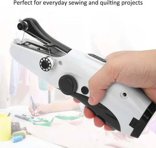 Vista 4 de Yosoo Máquina de coser portátil de mano, mini máquina de coser eléctrica de doble aguja, para hacer manualidades u objetos pequeños en la vida Negro