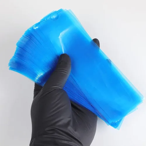 Vista 5 de 200 unids Clear Tattoo Machine Pen Covers Tattoo Pen Sleeves Plastic Dust Protection Blue Bags for Tattoo Professionals