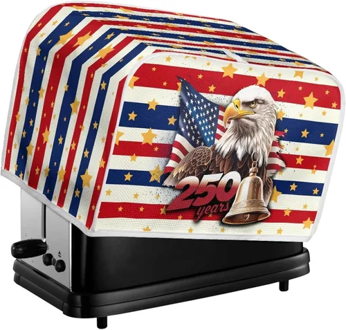 Vista 6 de Xoenoiee Funda protectora para tostadora con estampado de águila y bandera estadounidense del 250 aniversario, a prueba de polvo e impermeable