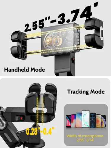 Vista 2 de AOCHUAN Trípode de seguimiento facial automático con rotación de 360 grados con luz RGB, cardán de teléfono de un solo eje para iPhone Android