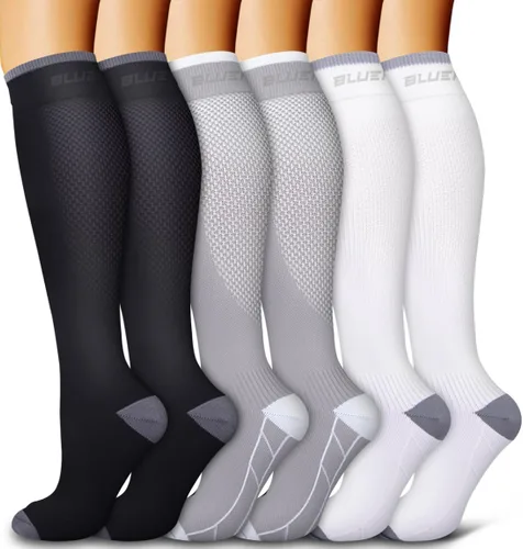 Vista 31 de Bluemaple Paquete de 6 calcetines de compresión de cobre para mujeres y hombres, el mejor apoyo para médicos, correr, enfermería, atletismo