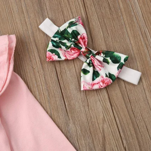 Vista 7 de Conjunto de 2 conjuntos de 2 piezas con estampado de letra y manga purfle para bebés y niñas