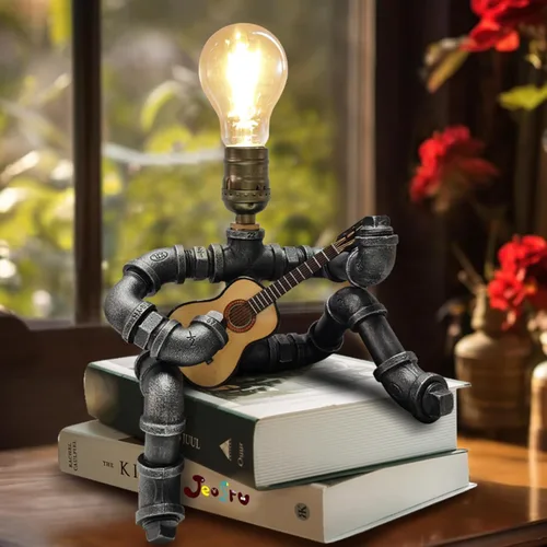 Vista 6 de Lámpara de mesa de guitarra musical, decoración artística, artículos de guitarra, regalos geniales para amantes del arte de la música, reproductores