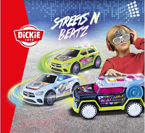 Vista 6 de Dickie Toys - Beat Hero 203767001 +3 años de coche con consola de música, 22 sonidos, luces LED, 3 modos de juego, Streat n Beatz