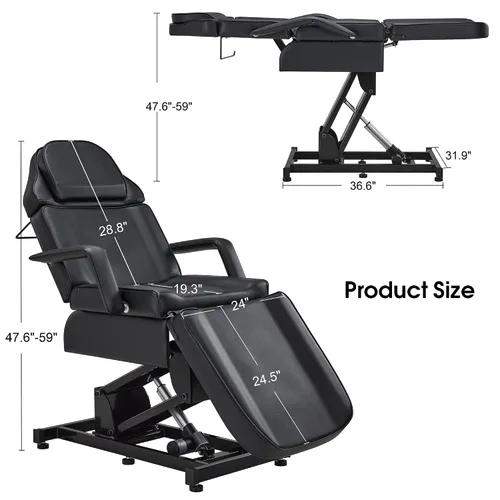 Vista 2 de BarberPub Cama facial totalmente eléctrica con 3 motores para esteticista, silla de tatuaje eléctrica para cliente, cama facial para esteticista