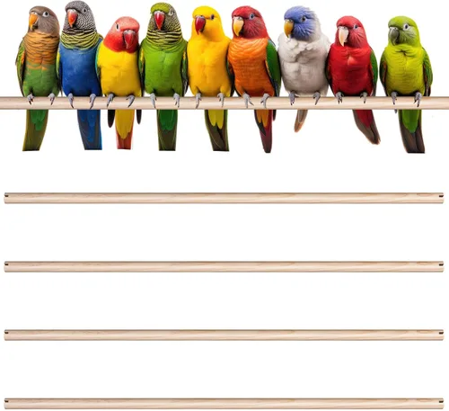 Vista 9 de Sintuff 8 perchas para pájaros para accesorios de jaulas, varillas de madera de repuesto con ranuras de doble cabeza, soporte de madera natural