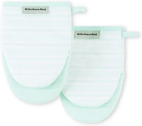 Vista 7 de KitchenAid Albany - Juego de 2 manoplas para horno pequeñas, color cielo aguamarina, 5.5 x 8 pulgadas