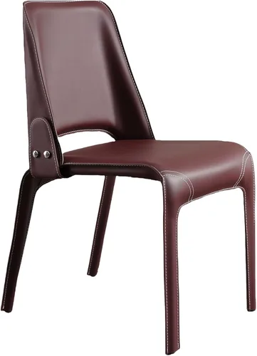 Vista 11 de JKGHK Leather Dining Chairs, Armless Room Chairs, Upholstered Kitchen Chair with Backrest, Side Chair with Metal Legs, for Bedroom, Cafe Brown